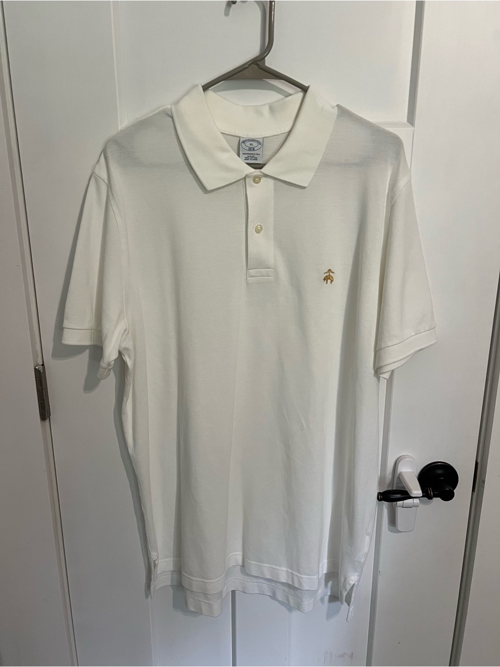 Brooks Brothers White Polo with Gold Emblem